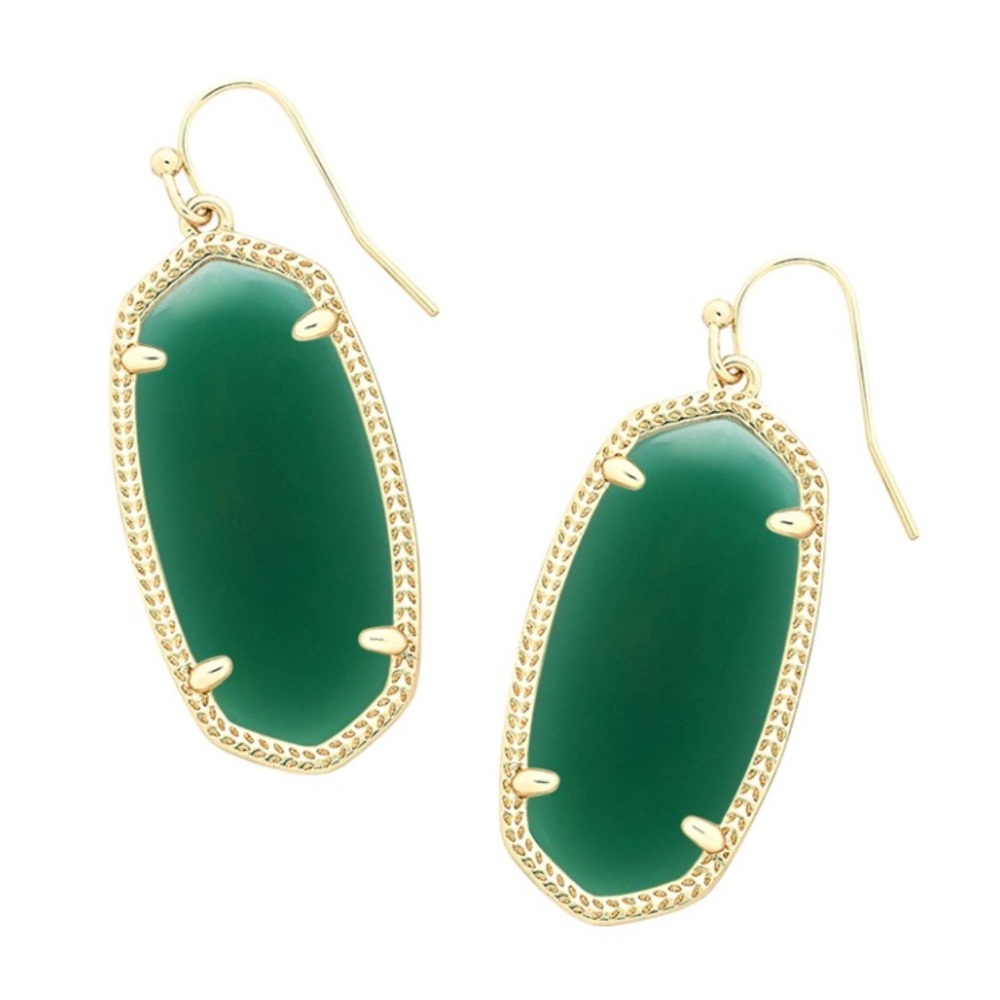 Emerald Kendra Scott Elle earrings with gold trim